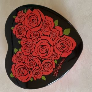 Brighton Collectibles Black & Red Rose Pattern Metal Heart Jewelry Box